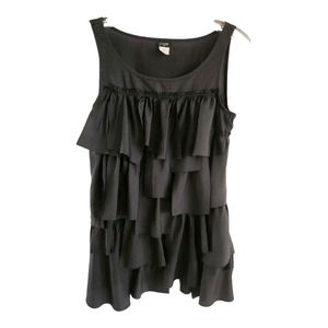 J. Crew Silk Top Black Sleeveless Size 0 Layered Ruffles Side Zip Pullov…